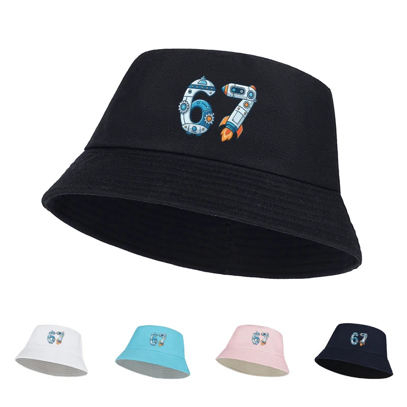 2-6Y Kids Foldable Bucket Hat with Space 67 Print, Breathable Casual Sun Hat for Daily Wear & Travel