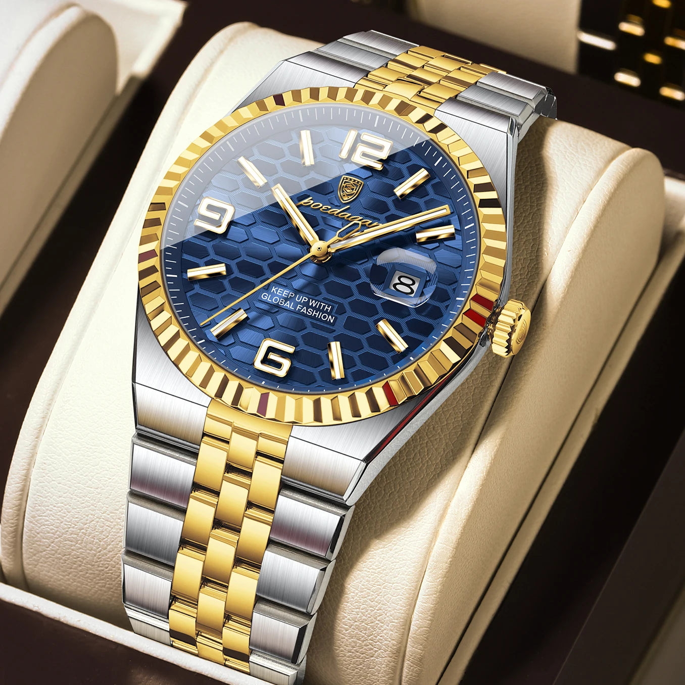 POEDAGAR Fashion Exquisite Men Wristwatches Waterproof Luminous Date Luxury Man Watch Stainless Steel Quartz Men's Watches Reloj