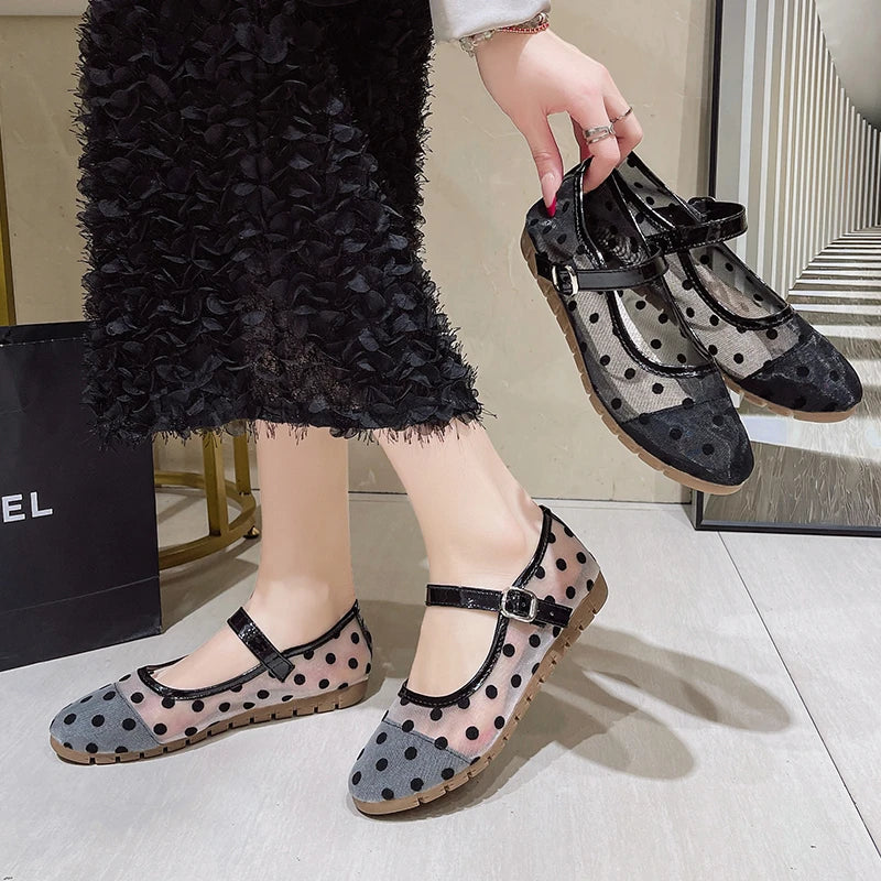 Spring/Autumn Elegant Round-toe Breathable Wave Point Buckle Casual Shoes Fashionable Best Selling New Comfortable Women's Shoes