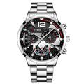 Fashion Men's Watches Stainless Steel Band Analog Quartz Wristwatch with Calendar