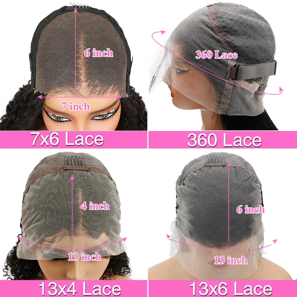 HD Transparent Deep Wave Frontal Wig 13x4/13x6 Curly Lace Front Human Hair Wigs For Women Wet And Wavy Water 7x6 Closure Wig