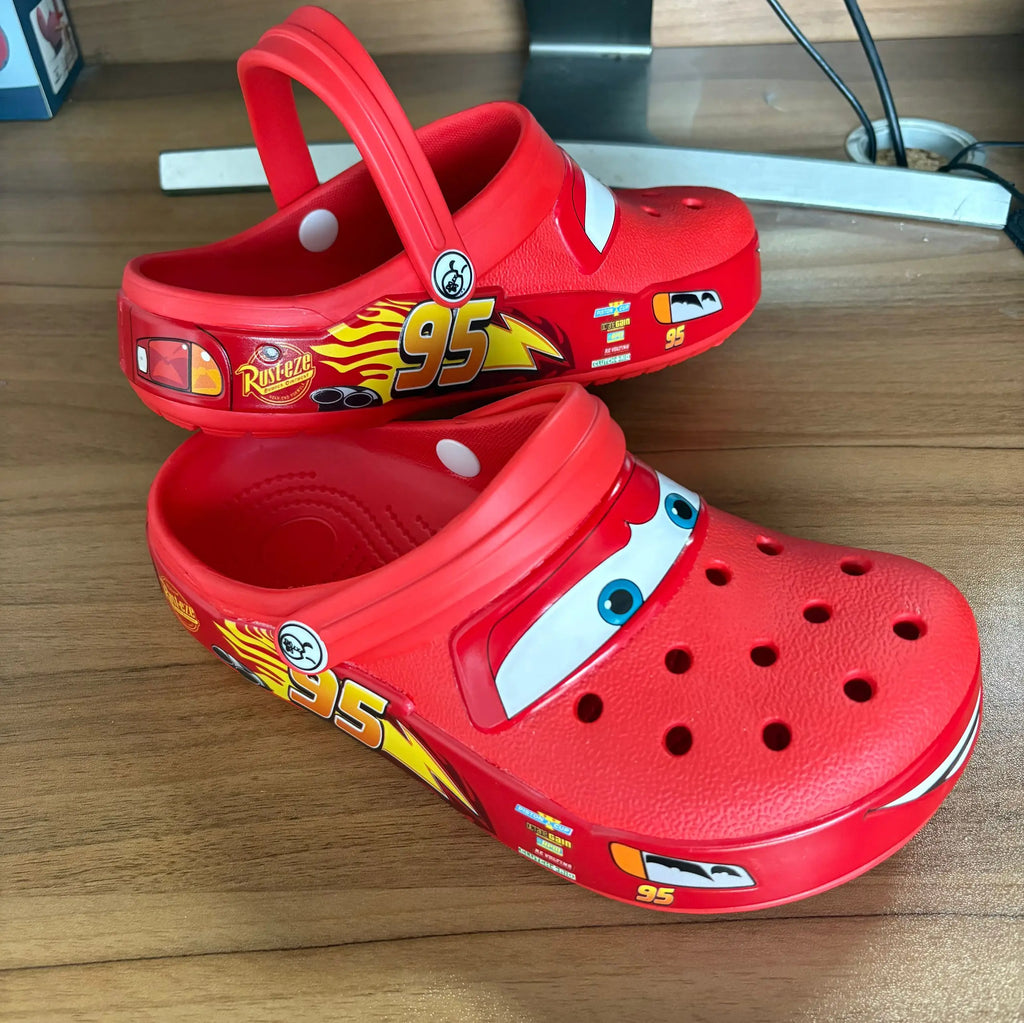 New McQueen Pix Cartoon Solid Color Waterproof Anti Slip Hole Outdoor Sandals Casual Sandals Adult Anime Accessories