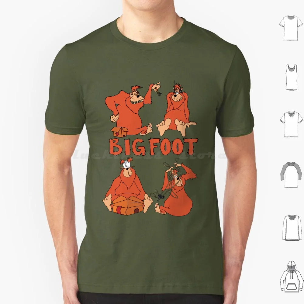 Bigfoot T Shirt Big Size 100% Cotton Bigfoot Sasquatch A Movie Cartoon Toon Retro Throwback 90s Headphones Keys Underwear Video