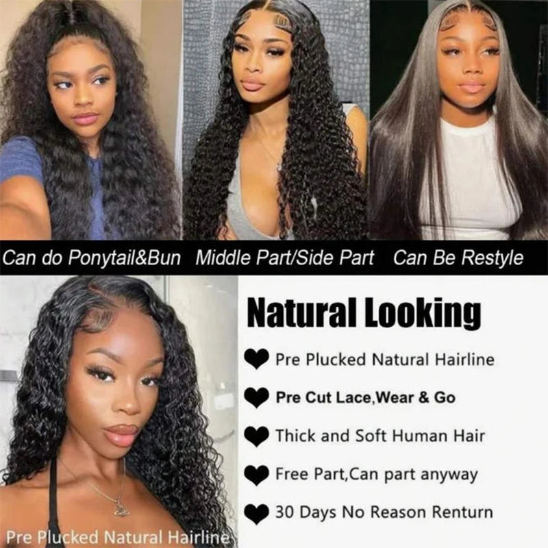 38 42 Inch 250% Density Body Wave Lace Front Wigs Human Hair 13x4 HD Lace Front Wigs Human Hair Glueless Pre Plcked Curly Human