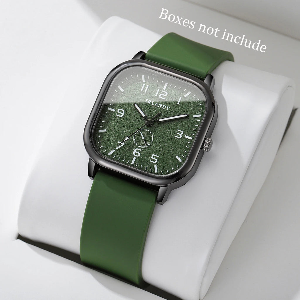 Fashion Square Women's Watch Casual Silicone Strap Quartz Watches Sports Wristwatch For Men Women Students（Without Box）