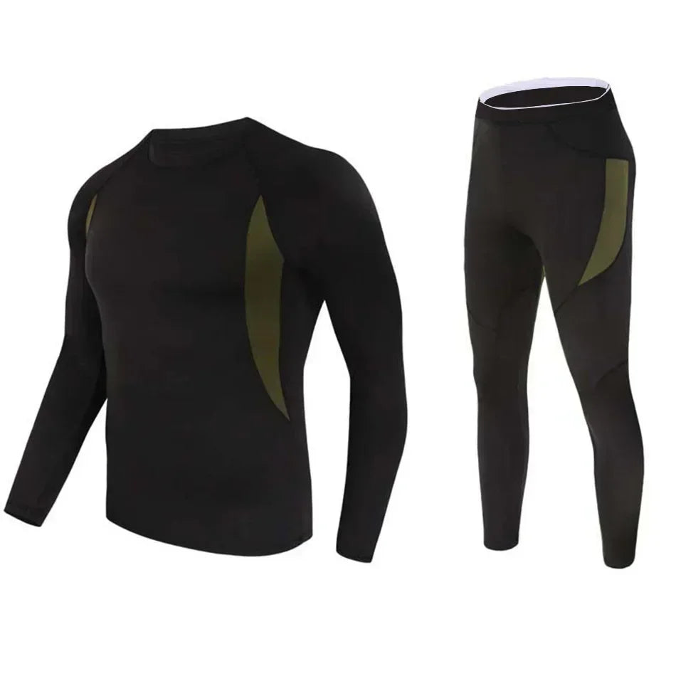 New  Men's Fleece Warm Underwear Sets Outdoor Quick Dry Anti-microbial Stretch Sport Suit Men's Long Sleeve Fitness Clothing