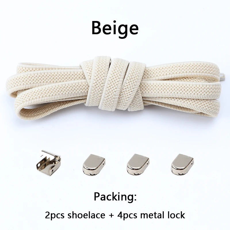 No tie Shoe laces Elastic laces Sneakers Flat Shoelaces without ties Quick Shoelace for Shoes Kids Adult One Size fits All Shoes
