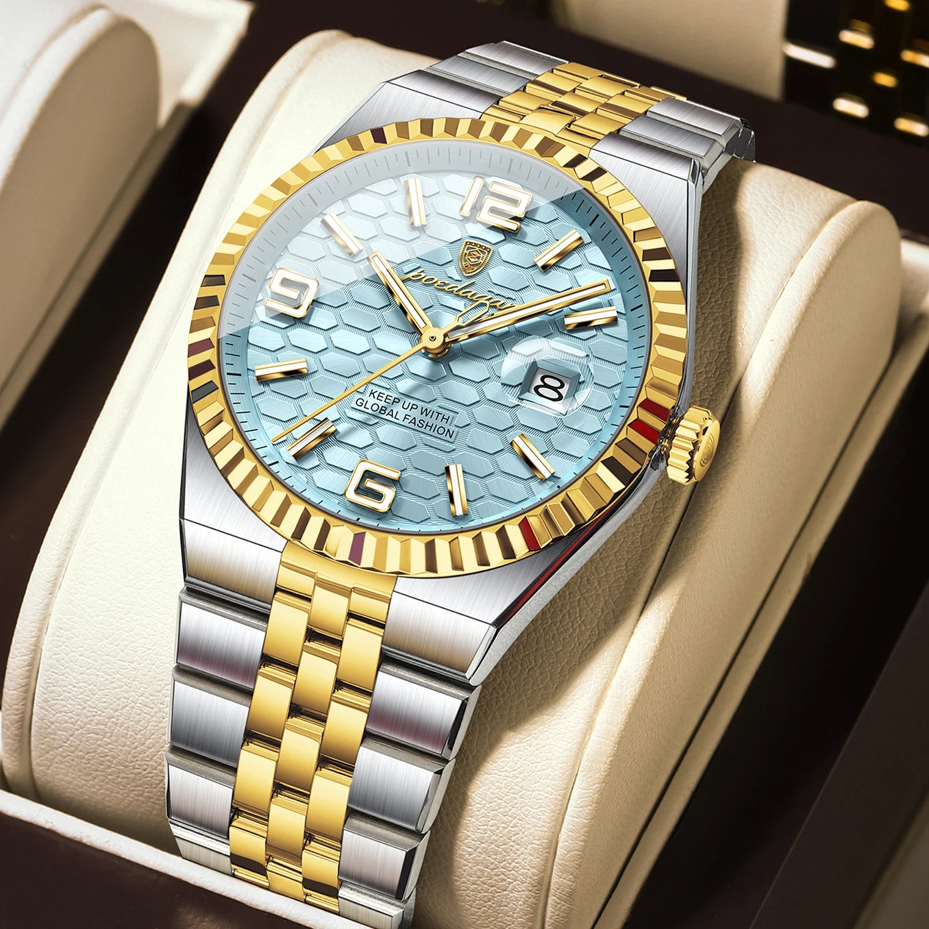 POEDAGAR Fashion Exquisite Men Wristwatches Waterproof Luminous Date Luxury Man Watch Stainless Steel Quartz Men's Watches Reloj