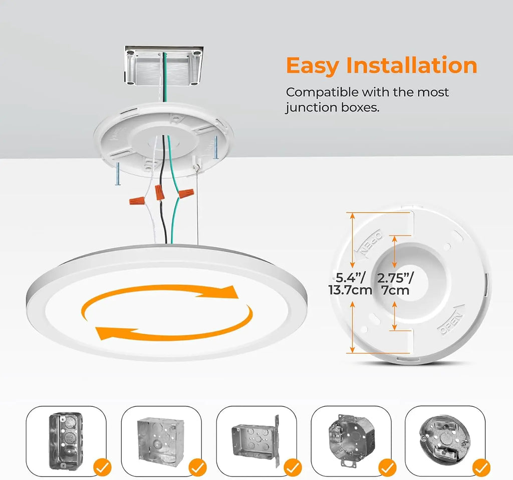 12 Inch LED Flush Mount Ceiling Light 24W, Ultra Thin Round Hardwired Fixture with 3 Color Temperatures for Kitchen Hallway