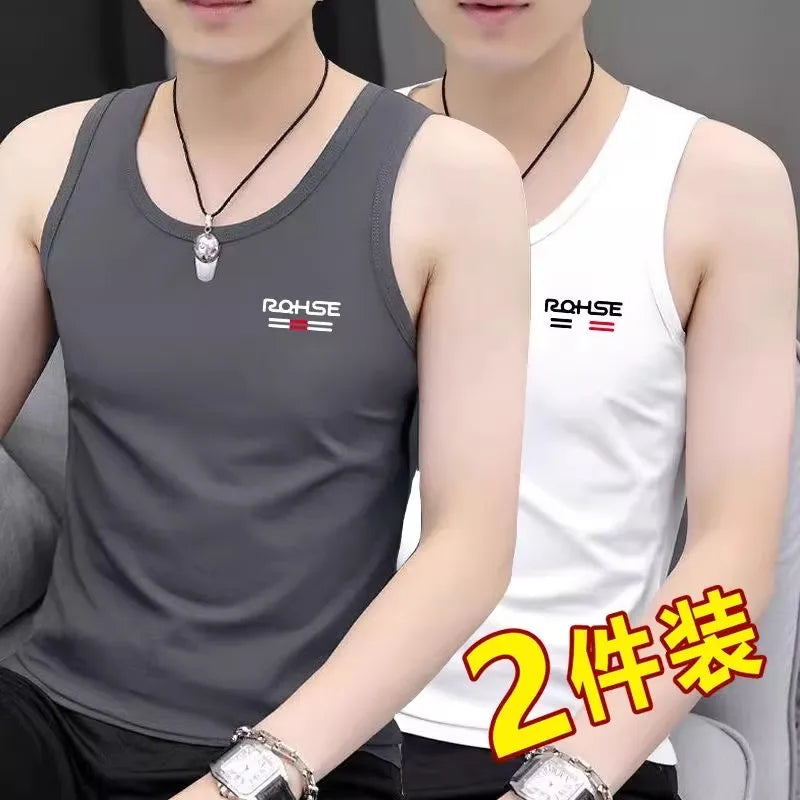 Modal Ice Silk Men's Vest Sleeveless Sports Moisture Wicking Elastic White Underwear Summer  Color Sweatshirt