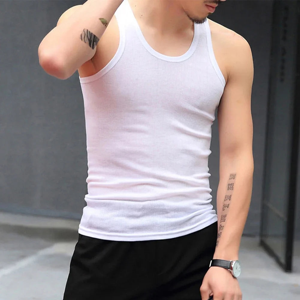 Fashion Men's T-Shirts Tank Tops Undershirt Gym Workout Stringer Fitness T-Shirt Beater Underwear Vest Clothing For Man