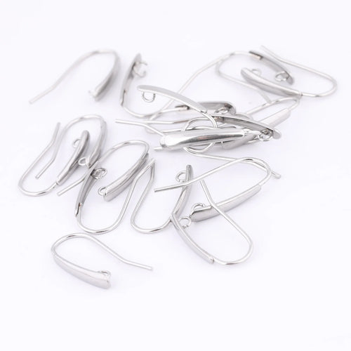 40pcs Stainless Steel Earring Hooks Findings With Loop Diy Ear Wire Clasps For Jewelry Making Supplies 12x21mm