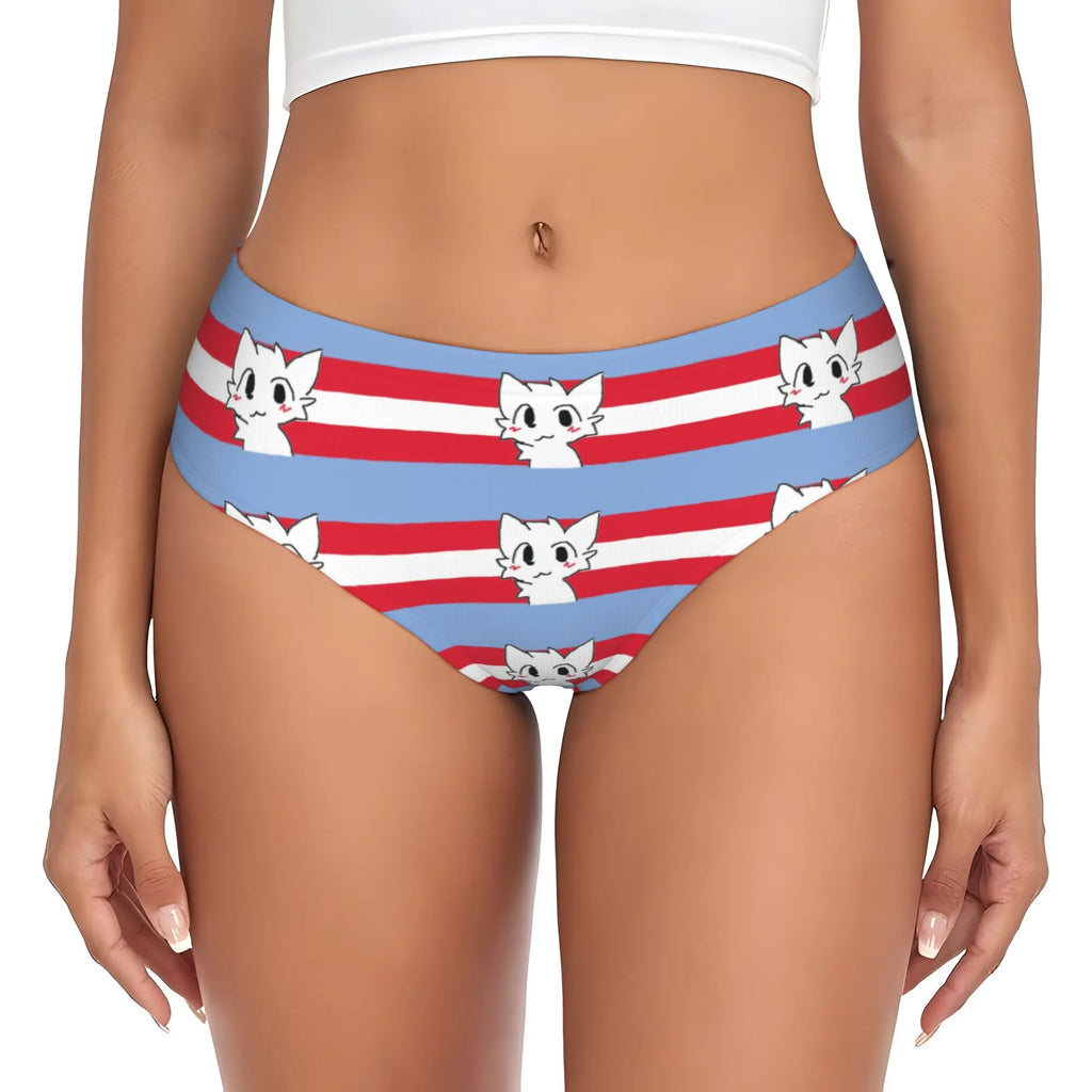 Custom Boykisser Silly Cat Briefs Underwear Women's Breathable Stretch Cute Cartoon Panties