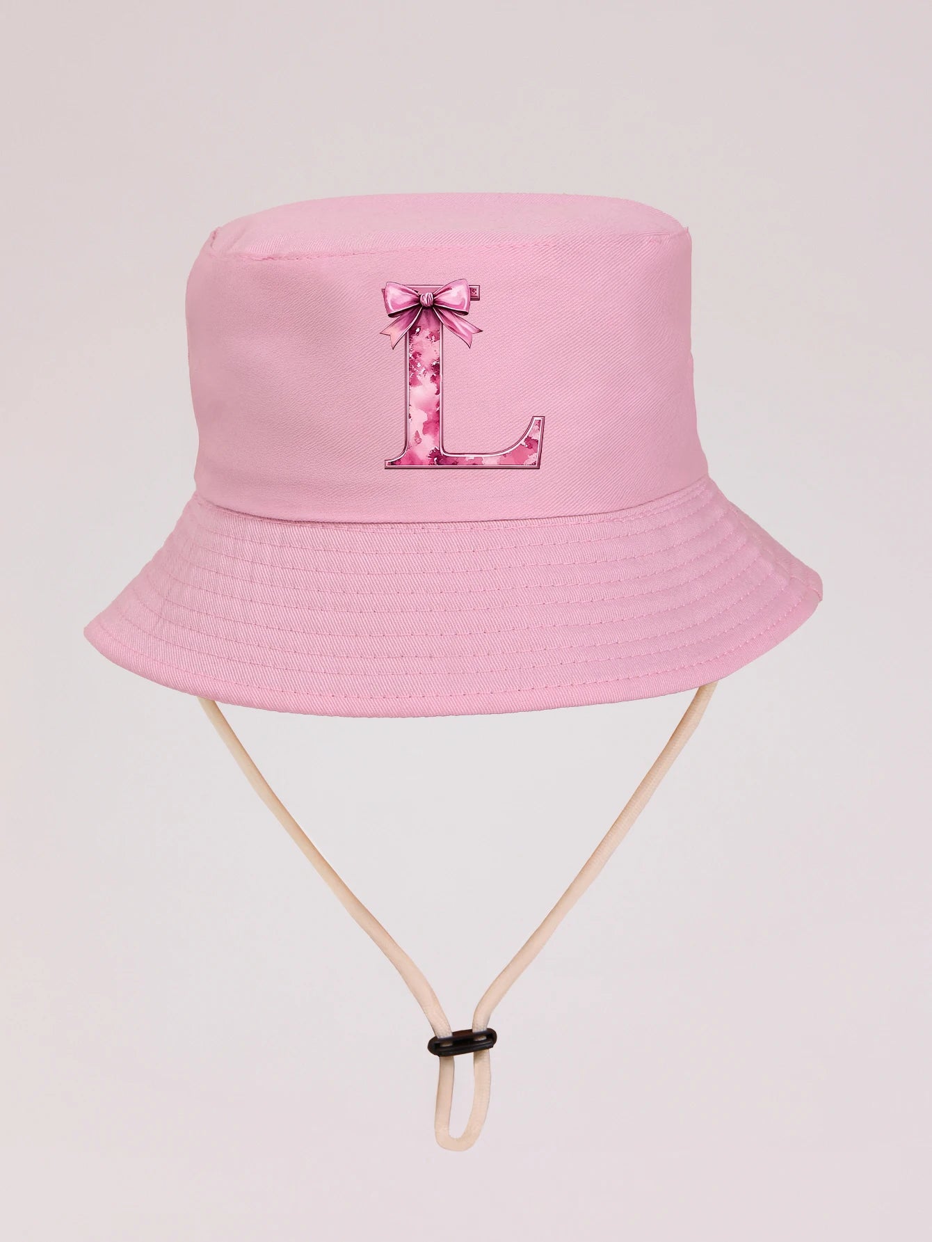 1pc pink baby girl bucket hat cap 3-8 years old Spring A-Z letter And  Summer Cap Features a ButterflyKnot Design with Fuchsia L