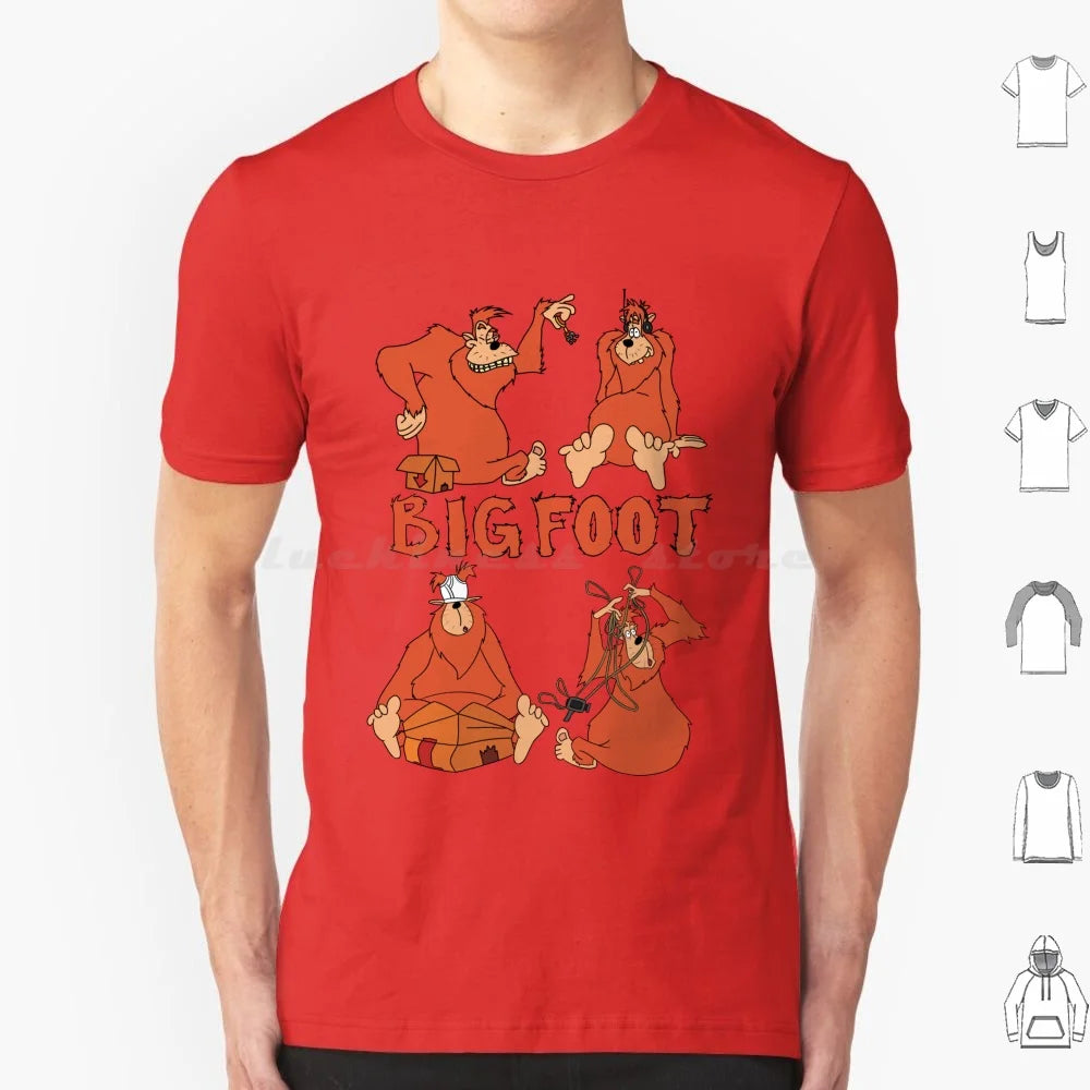 Bigfoot T Shirt Big Size 100% Cotton Bigfoot Sasquatch A Movie Cartoon Toon Retro Throwback 90s Headphones Keys Underwear Video