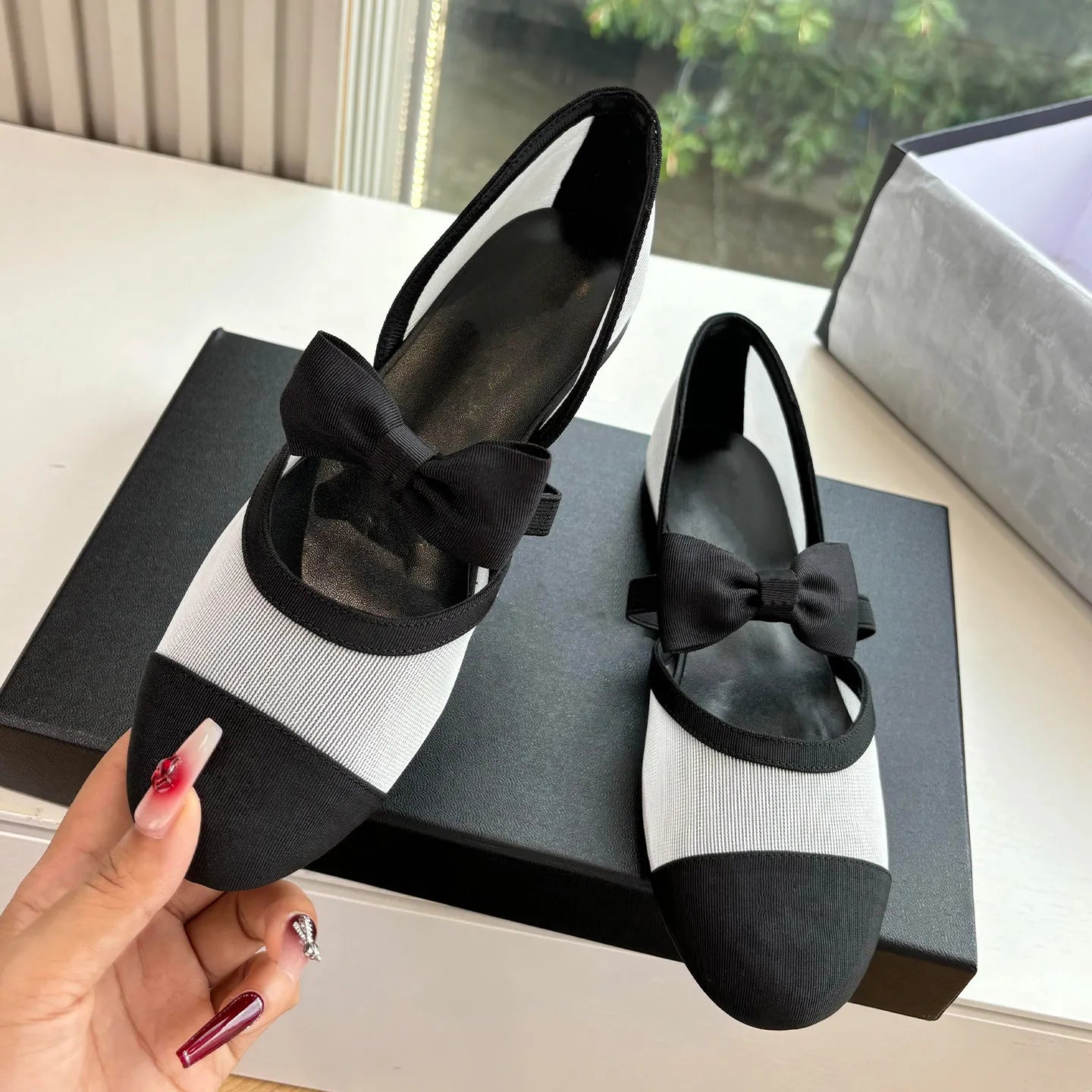 Bow Ballet Shoes 2026 New French Retro Shoes Women's Round Head Shallow Mouth Hollow Flat Shoes
