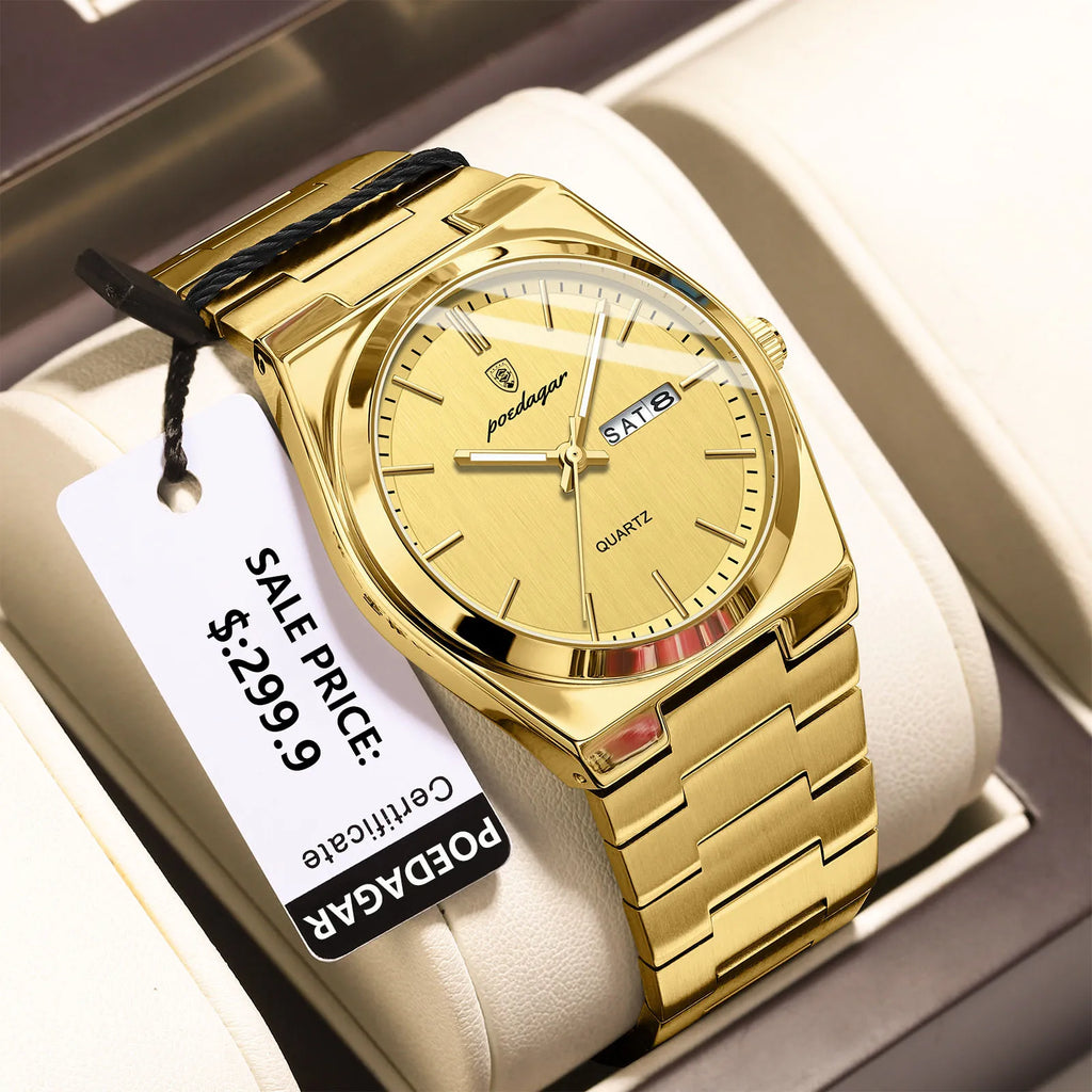 PAAZOMU Fashion Men's Quartz Watch Stainless Steel Waterproof Luminous Man Watch Chronograph Date Multifunction Watches For Men
