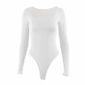 Bodysuit Long Sleeve Women Body streetwear dropshipping Forefair Sexy Bodycon Square Neck Sheath Crotch Basic Black Overalls Top