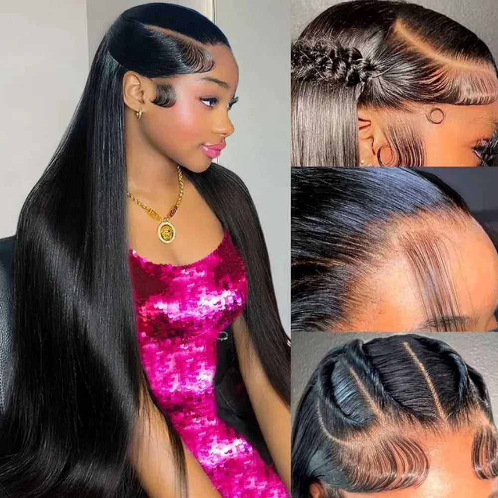 13x4 Bone Straight Human Hair Wigs 13x6 Hd Lace Frontal 42 Inch Straight Transparent Lace 250 Density Human Hair Wig For Women