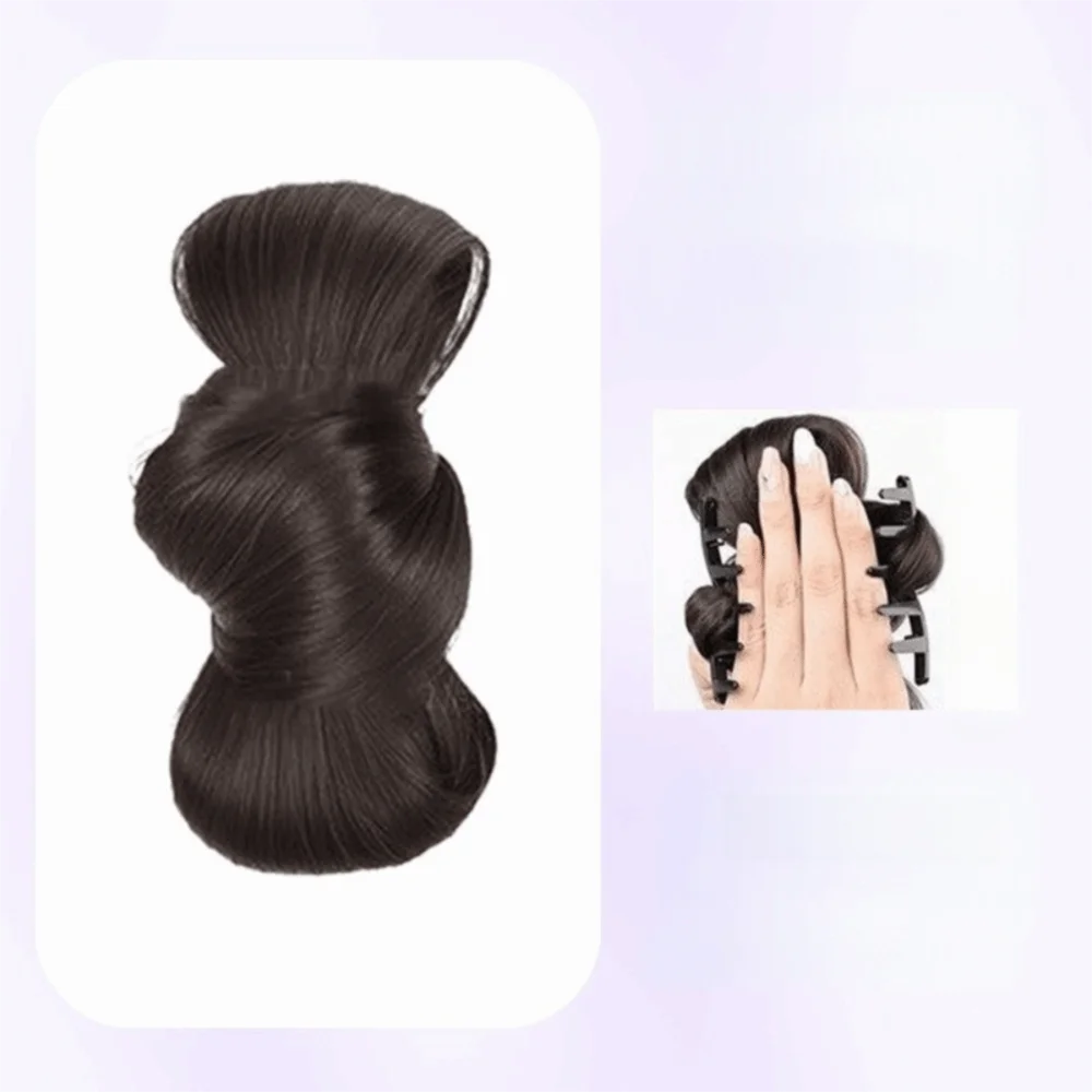 Naturally Synthetic Hair Bun Wig Fluffy Texture Natural Look Ponytail Extension Clip-on Clip-on Wig Quick Styling