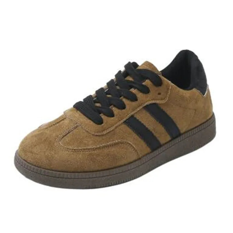 New Retro Round Head Soft Leather Shoes 2026 Spring Style Versatile Breathable Lightweight Agan Sports Shoes for Couples Sneaker