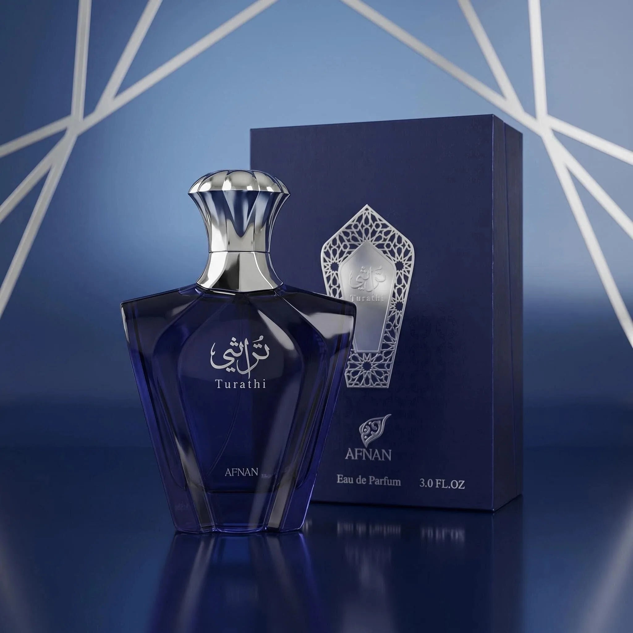 Afnan Turathi Blue Eau De Parfum for Men 3.0oz 90ml Spray Fresh Citrus Amber Woody Perfume Long Lasting Summer Spring Fragrance