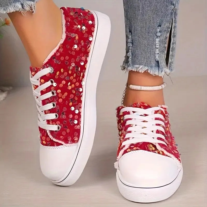 Spring 2026 new model lace-up sports shoes, fashionable and casual style, women's style canvas low-top flat semi-sulfurized sole