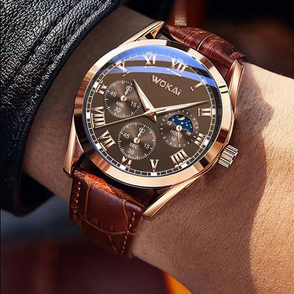 Fashion Men Luxury Watches Mens Business PU Leather Quartz Watch Gifts For Male Calendar Wristwatch Relogio Masculino