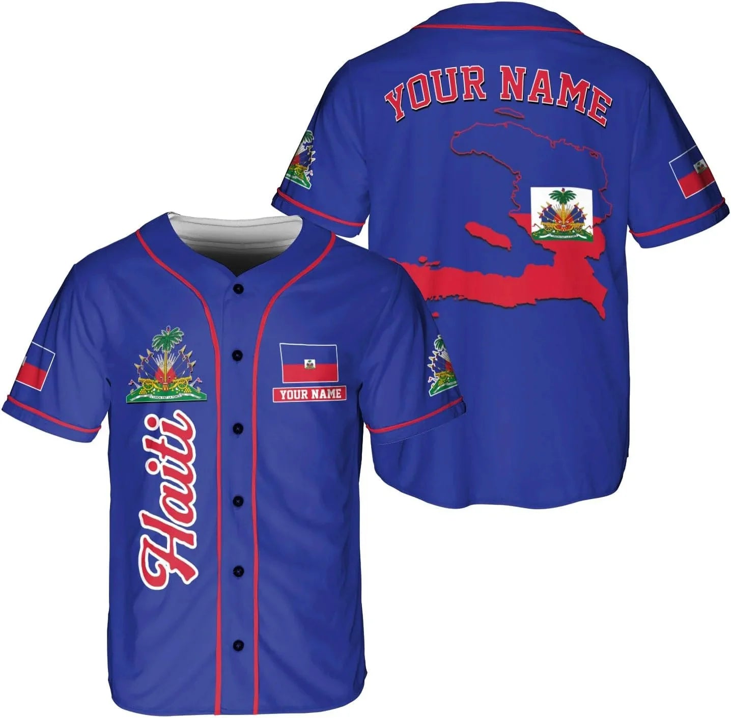 Personalized Name Haiti 3D Printed Summer Fashion Men's Baseball Jersey Unisex Street Hip Hop Baseball Shirt KZ24