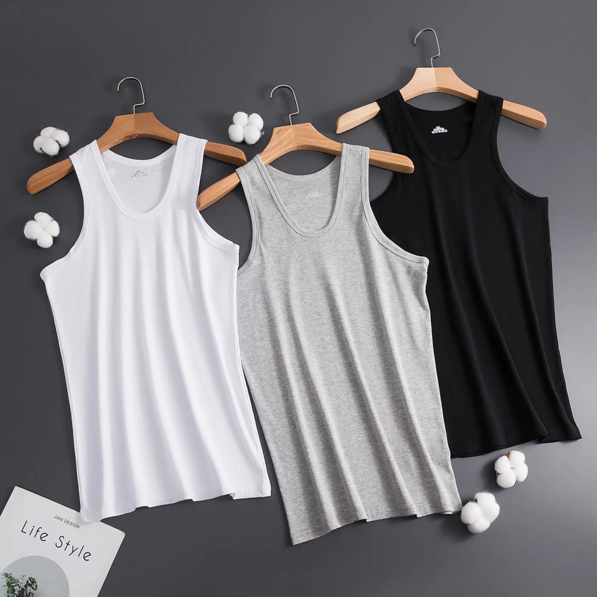 3Pcs Men Muscle Vests Cotton Mens Underwear Sleeveless Tank Top Solid Muscle Vest Undershirts Gymclothing Bodybuilding Tank Tops