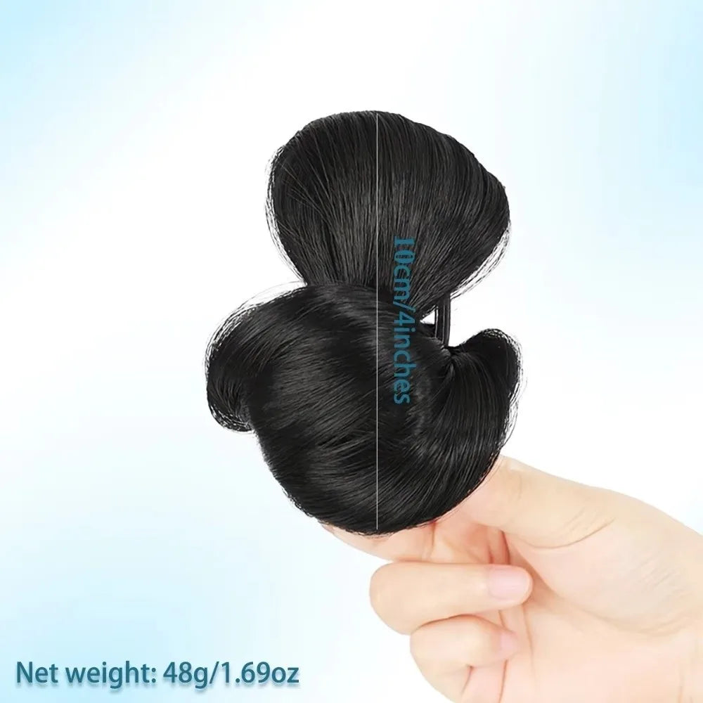 Naturally Synthetic Hair Bun Wig Fluffy Texture Natural Look Ponytail Extension Clip-on Clip-on Wig Quick Styling