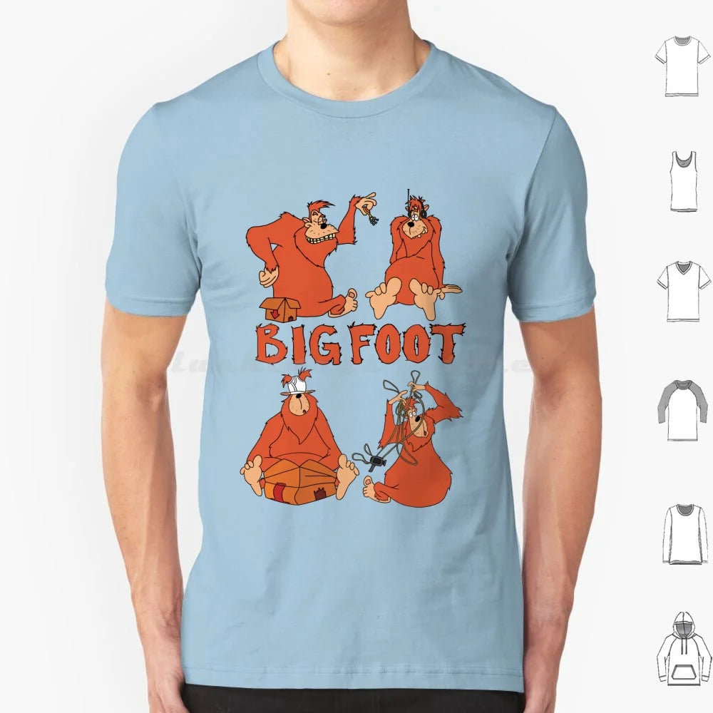Bigfoot T Shirt Big Size 100% Cotton Bigfoot Sasquatch A Movie Cartoon Toon Retro Throwback 90s Headphones Keys Underwear Video