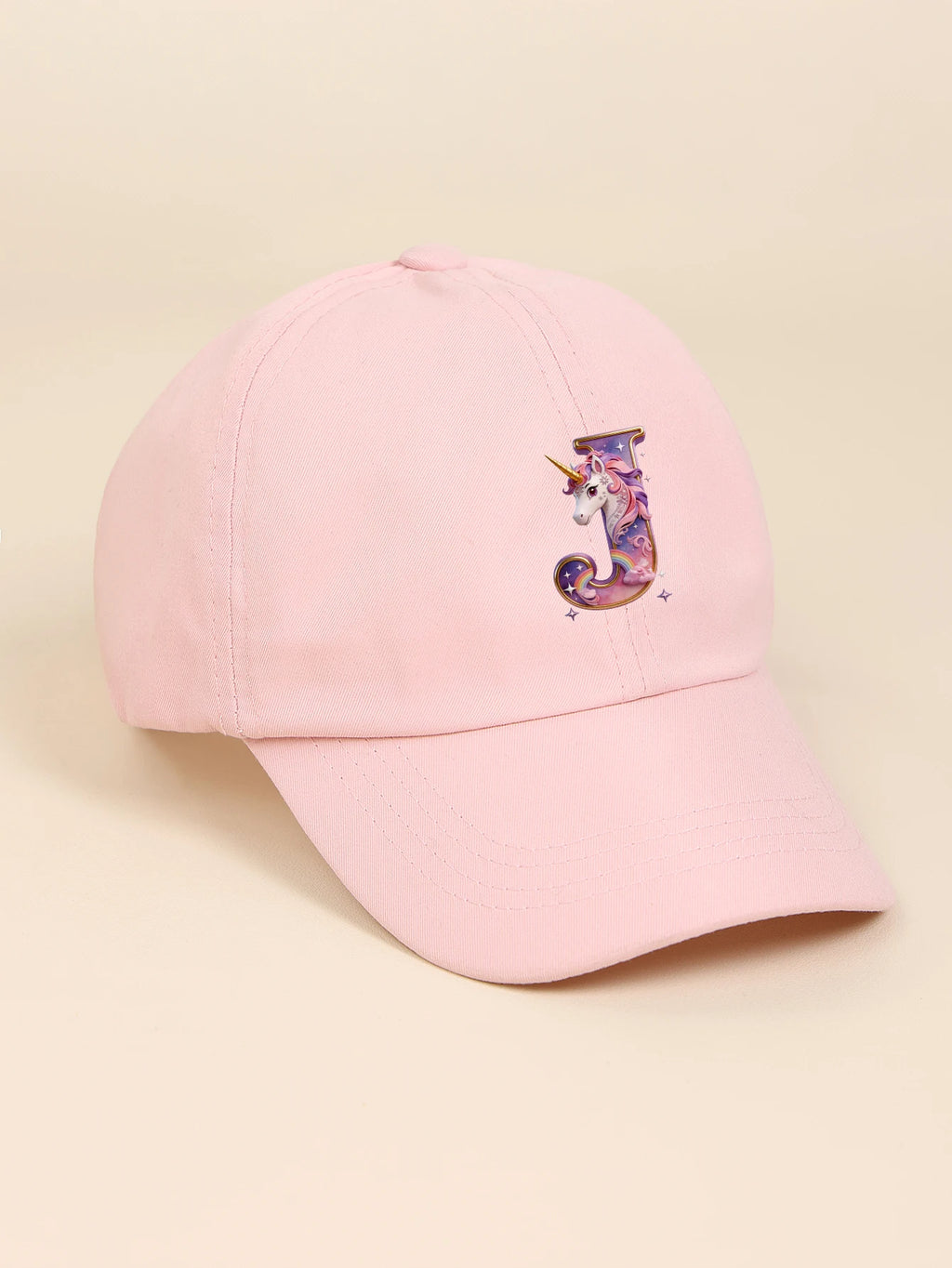 1pc pink baby hat  Adjustable Youngsters' Baseball Cap with A-Z letter Rainbow Unicorn - Breathable Sun Hat for Boys and Girls A