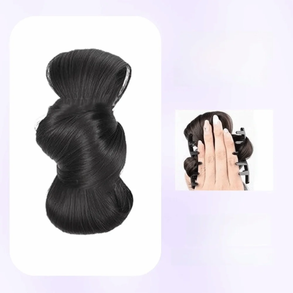 Naturally Synthetic Hair Bun Wig Fluffy Texture Natural Look Ponytail Extension Clip-on Clip-on Wig Quick Styling