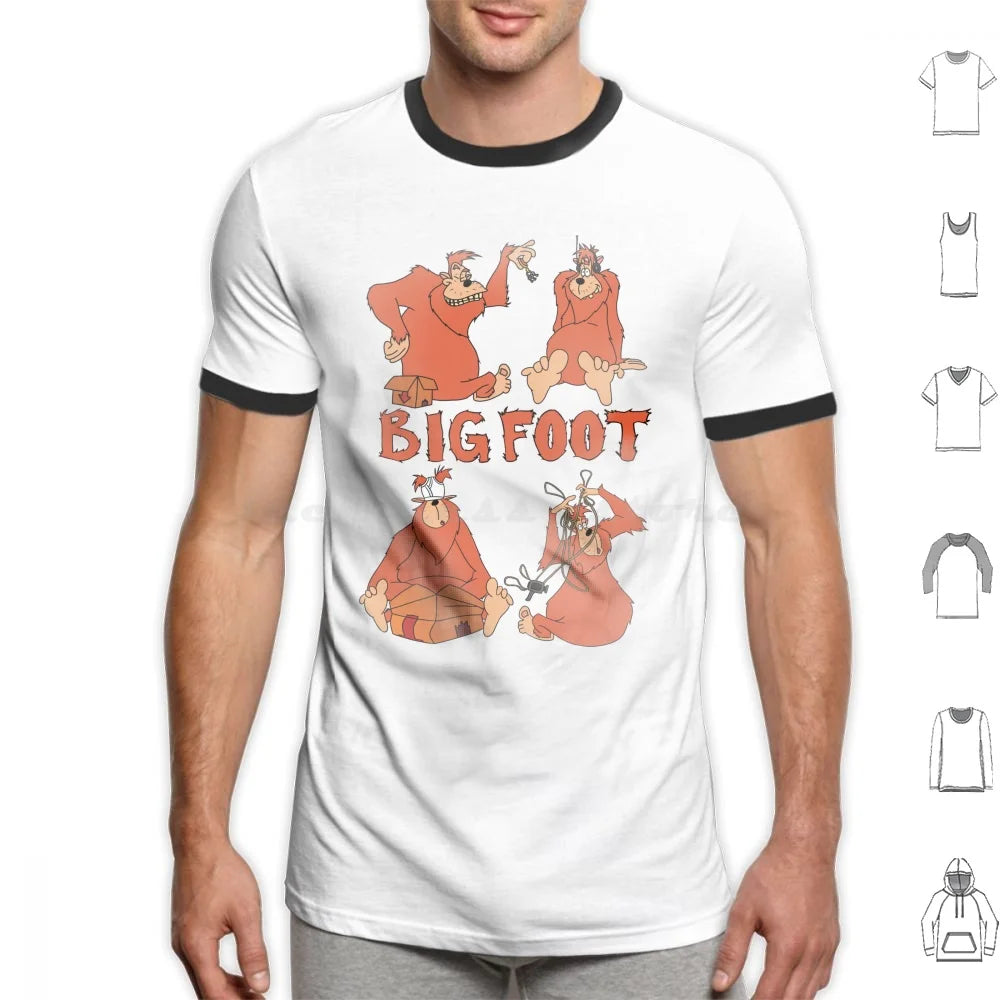 Bigfoot T Shirt Big Size 100% Cotton Bigfoot Sasquatch A Movie Cartoon Toon Retro Throwback 90s Headphones Keys Underwear Video