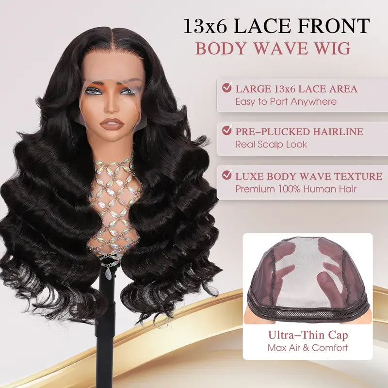 30 36 Inch Body Wave Human Hair Wig 13x6 HD Transparent Lace Frontal Wigs Brazilian Human Hair 200 Density Pre Plucked For Women