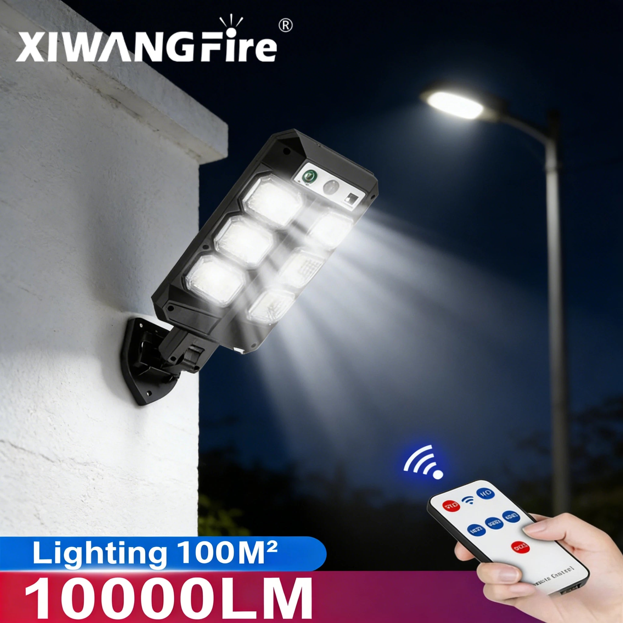 Outdoor Solar Street Lights, Waterproof Motion Sensor LED Lamp with 3 Lighting Modes Spotlight for Garden Path Security Lantern