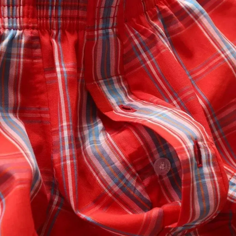 MENS SEXY COTTON SHORTS HOME COMFORT CHECKERED FIT TRUNKS Mens Sexy Underwear Langerie Briefs Short Clothes Clothing Homewear