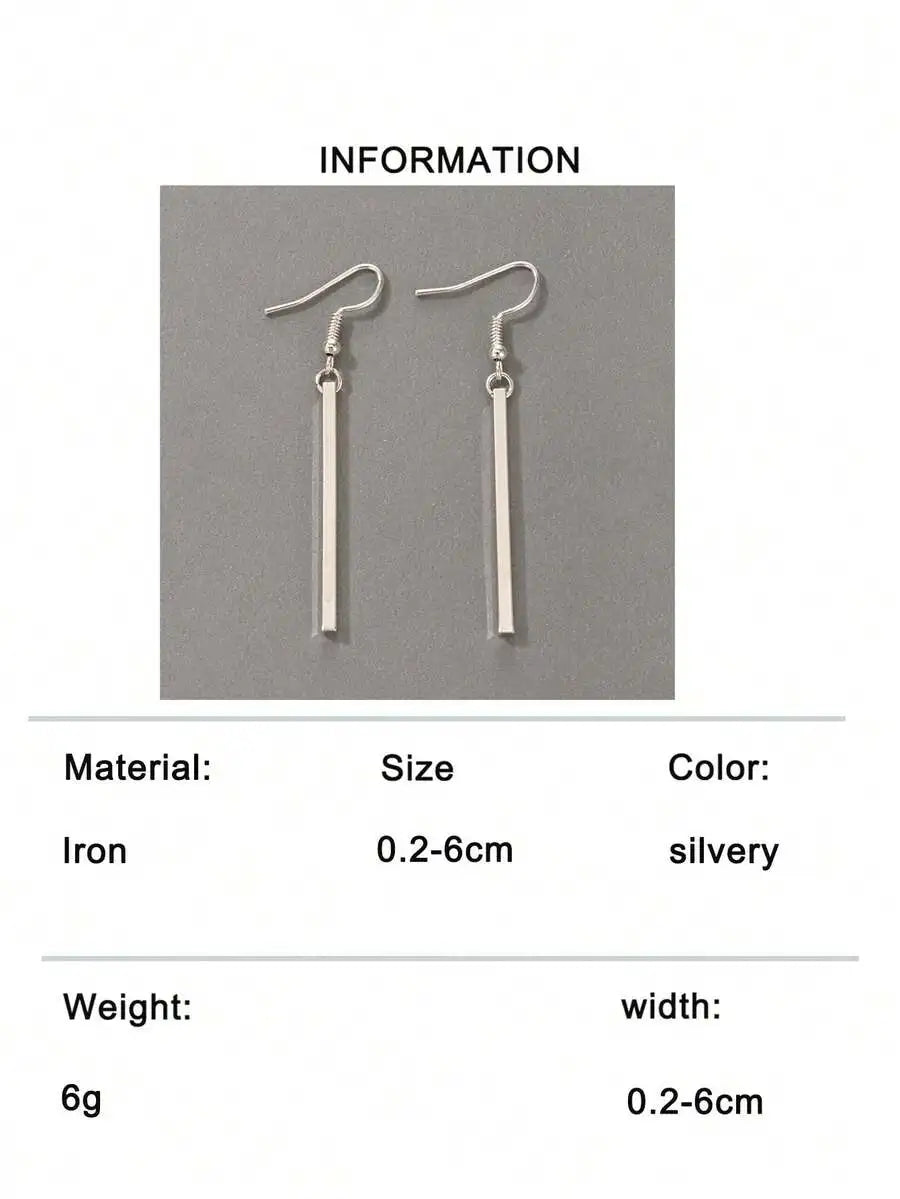 Rectangle Drop Earrings For Women Fashion Simple Long Dangle Earring
