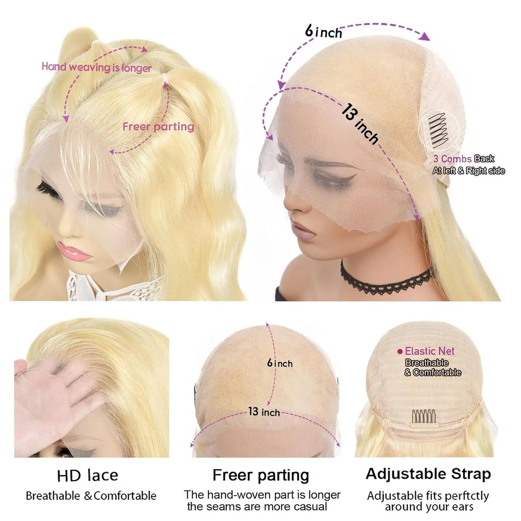 30 Inch 613 Lace Front Wig Human Hair 200% Density 13x6 Straight Blonde HD Transparent Lace Front Wigs Human Hair Pre Plucked