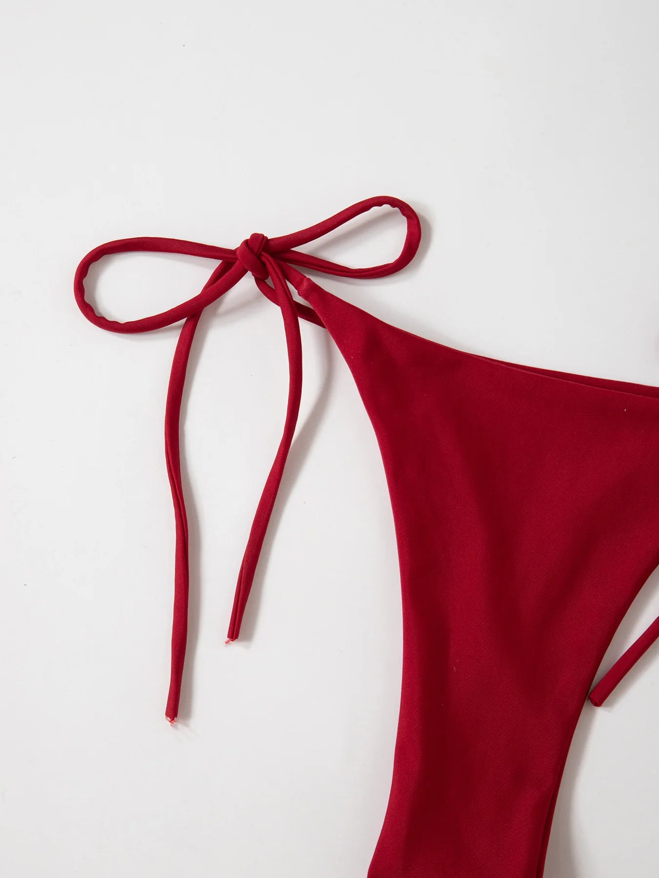 New European and American Pure Color Sexy Tied Rope Spicy Girl Temperament Women's Fashionable Bikini Swimsuit Bright Color