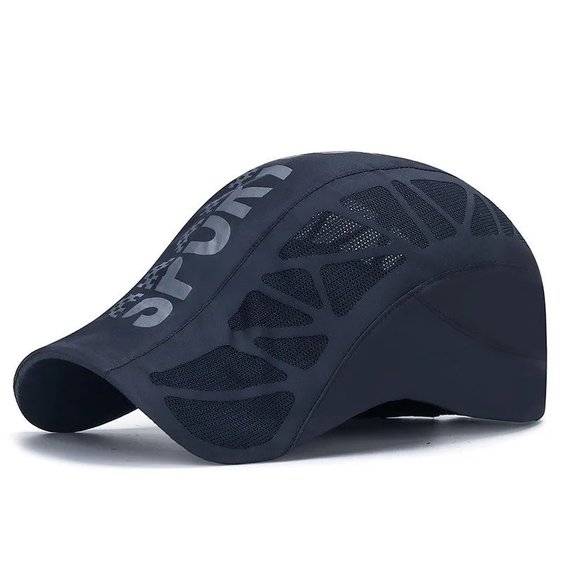 Men Quick Dry Hat Golf Driving Cycling Sports Letter Print Newsboy Flat Ivy Summer Baseball Caps Breathable Net Mesh Sunhat
