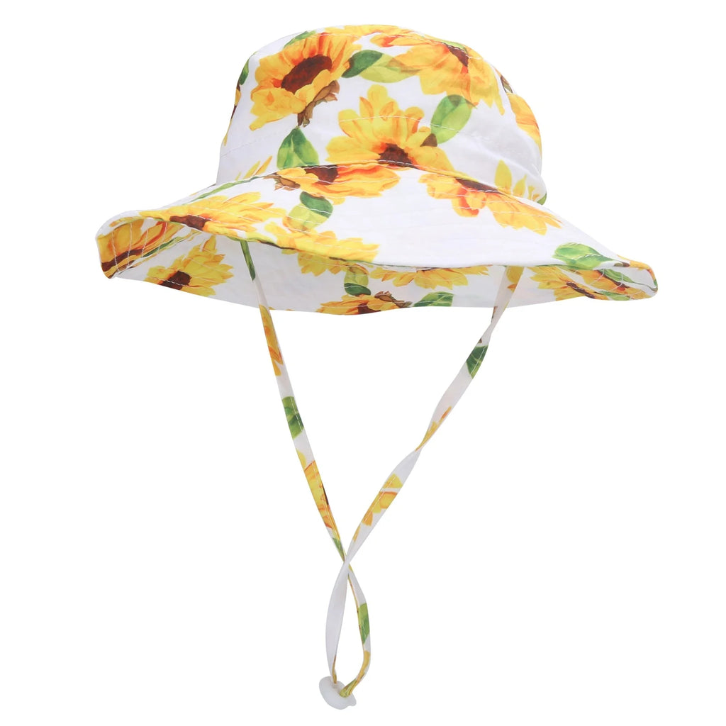 Baby Beach Sun Hat Breathable Fashionable Flower Pattern Children Outdoor Bucket Hat