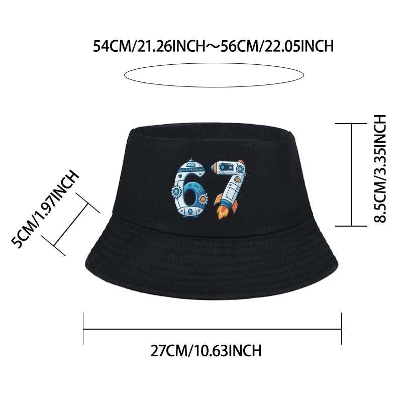2-6Y Kids Foldable Bucket Hat with Space 67 Print, Breathable Casual Sun Hat for Daily Wear & Travel