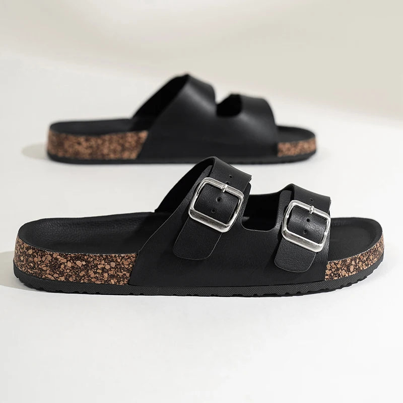 Men's simple and fashionable buckle cover, flat heel, one line drag, multiple sizes
