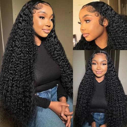 40 42 Inch HD 13x6 Jerry Curly Wave Lace Frontal Wigs Brazilian 13x4 Curly Wave Lace Front Human Hair Wigs For Women 250 Density