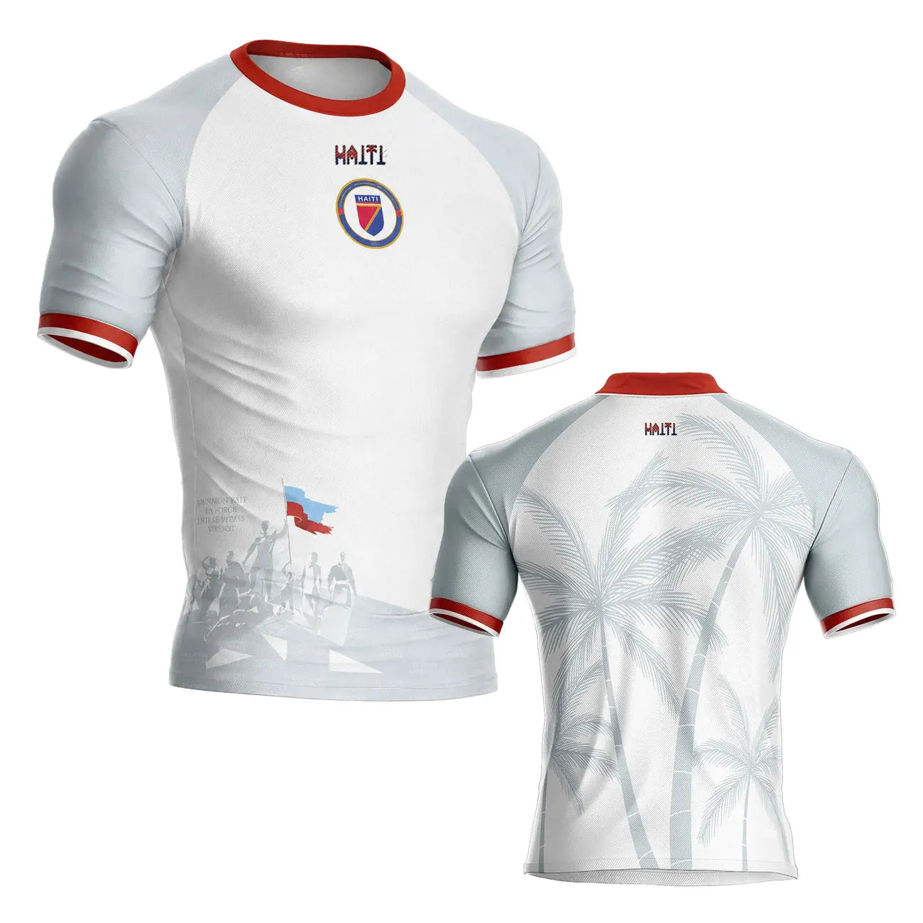 2026 Haiti Soccer Style Jersey Short Sleeve Sport T-Shirt Gym Training Workout Athletic Fitness Quick Dry Sportswear