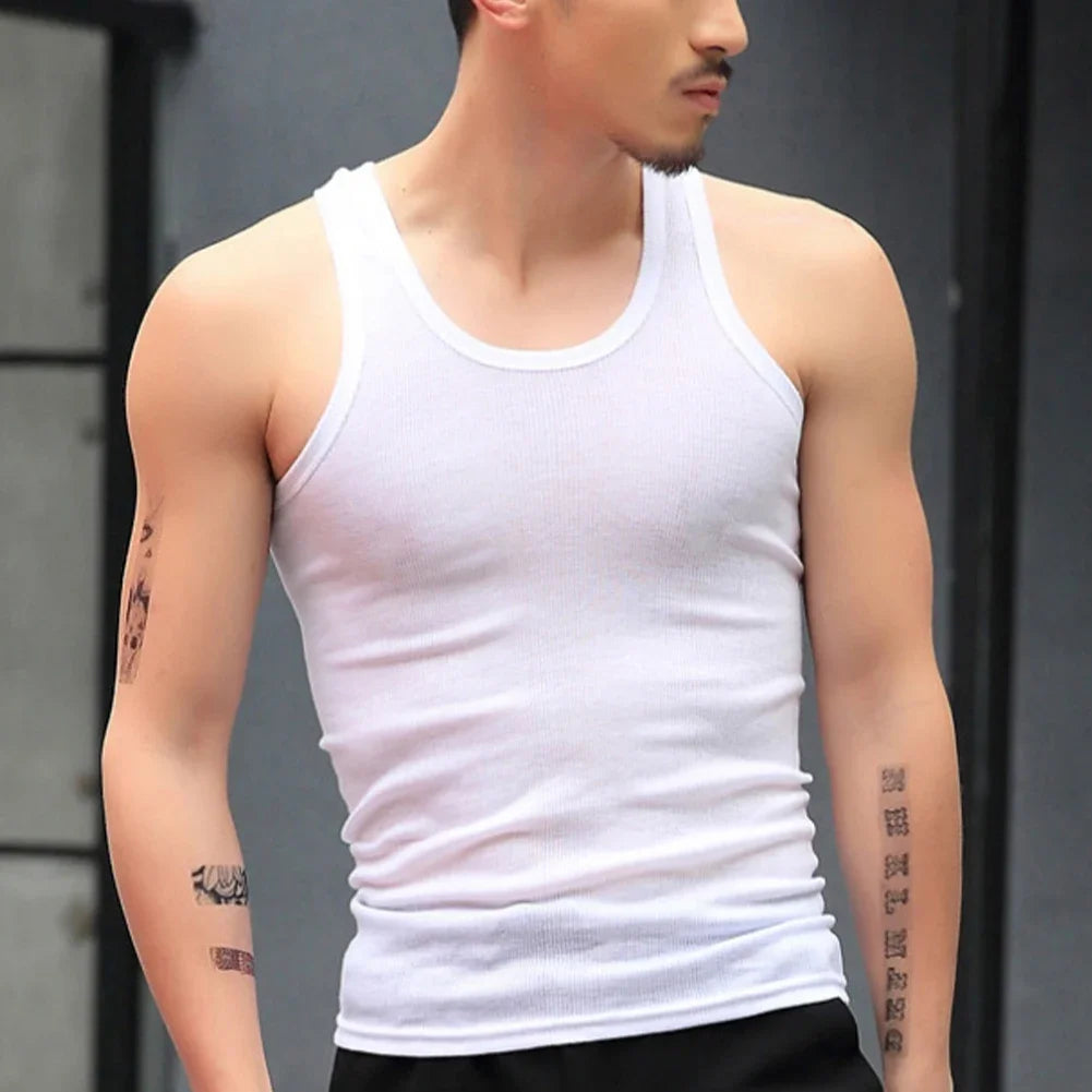Fashion Men's T-Shirts Tank Tops Undershirt Gym Workout Stringer Fitness T-Shirt Beater Underwear Vest Clothing For Man