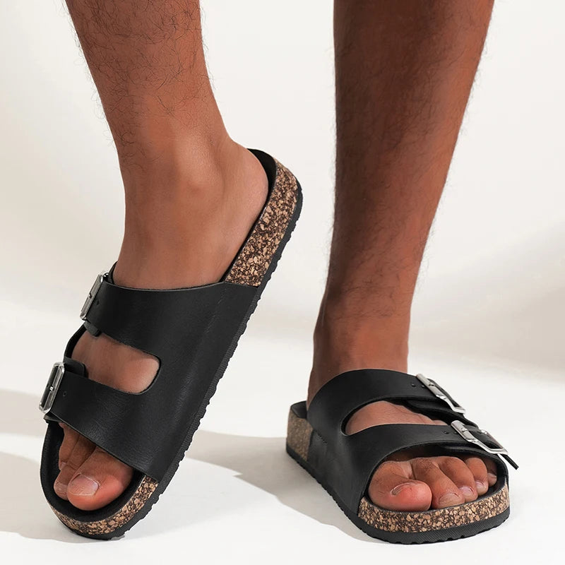 Men's simple and fashionable buckle cover, flat heel, one line drag, multiple sizes