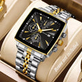 Luxury Square Dial Men Quartz Wristwatch Fashion Stainless Steel Man Business Watches With Calendar Reloj Hombre (Without Box)